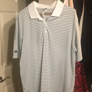 Men’s gray and white golf shirt